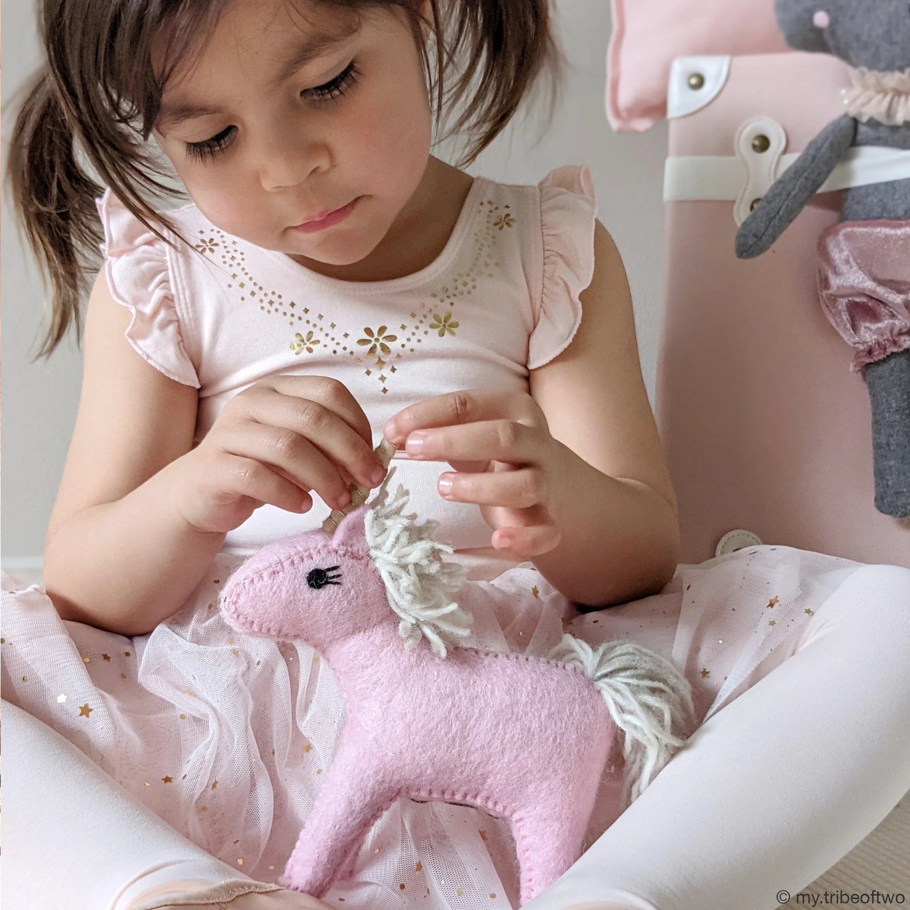 Felt Pink Unicorn Toy
