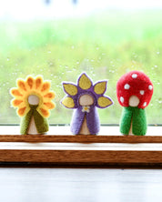 Floral Peg Dolls Set - Sunflower, Iris and Toadstool