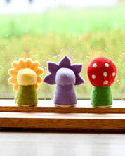 Floral Peg Dolls Set - Sunflower, Iris and Toadstool