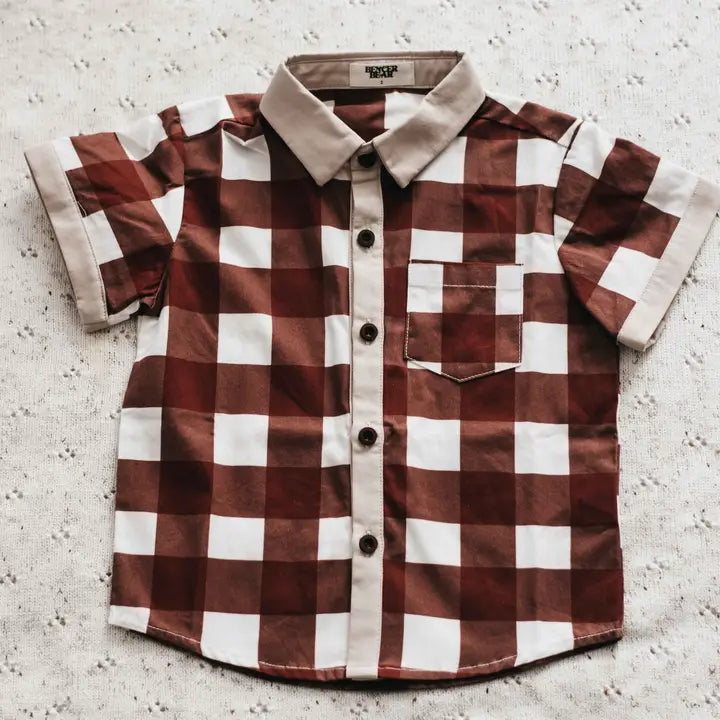Men’s Red Gingham Collared Shirt