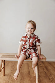 Red Gingham Collared Kids Shirt