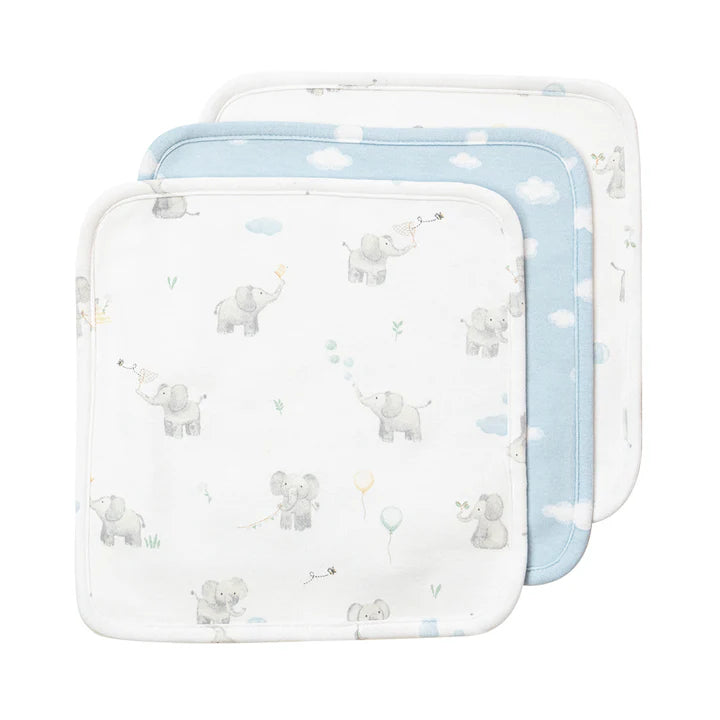 3 Pack Washcloths - Elephant Playtime