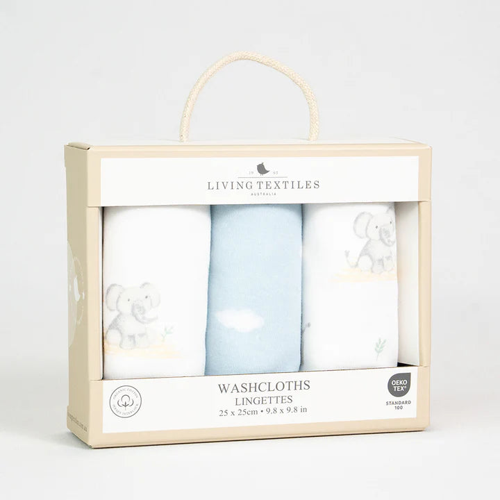 3 Pack Washcloths - Elephant Playtime