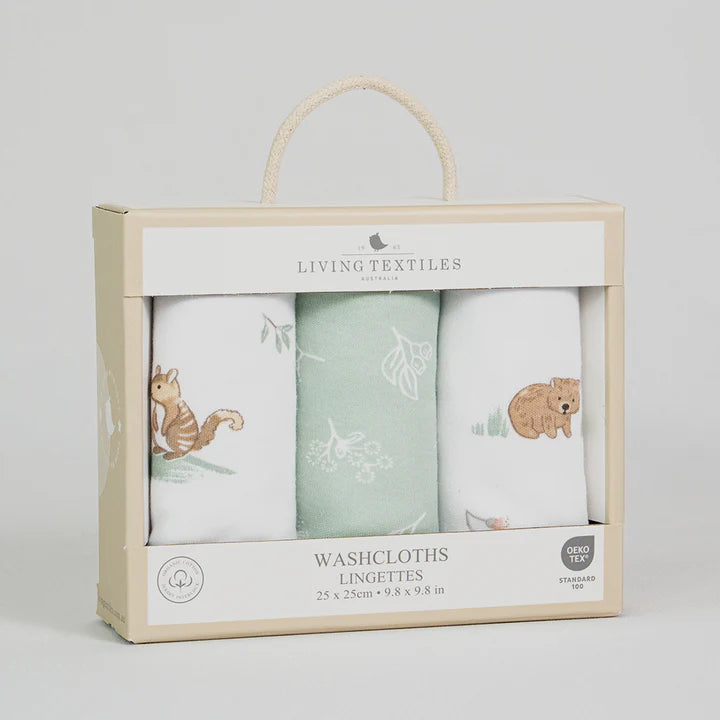 3 Pack Organic Washcloths - Australiana