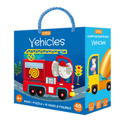 3D Puzzle & Book Set - 40 pc - Learn Shapes Vehicles