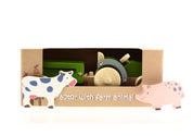Wooden Tractor with Farm Animals