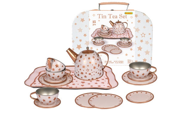 Gold Star Tin Tea Set in Suitcase