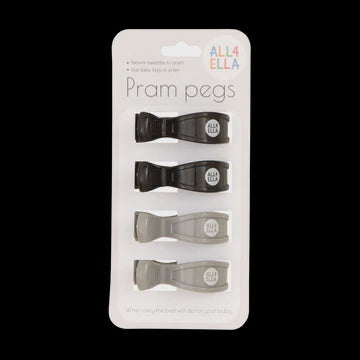 4 Pack Pram Pegs - Grey/Black