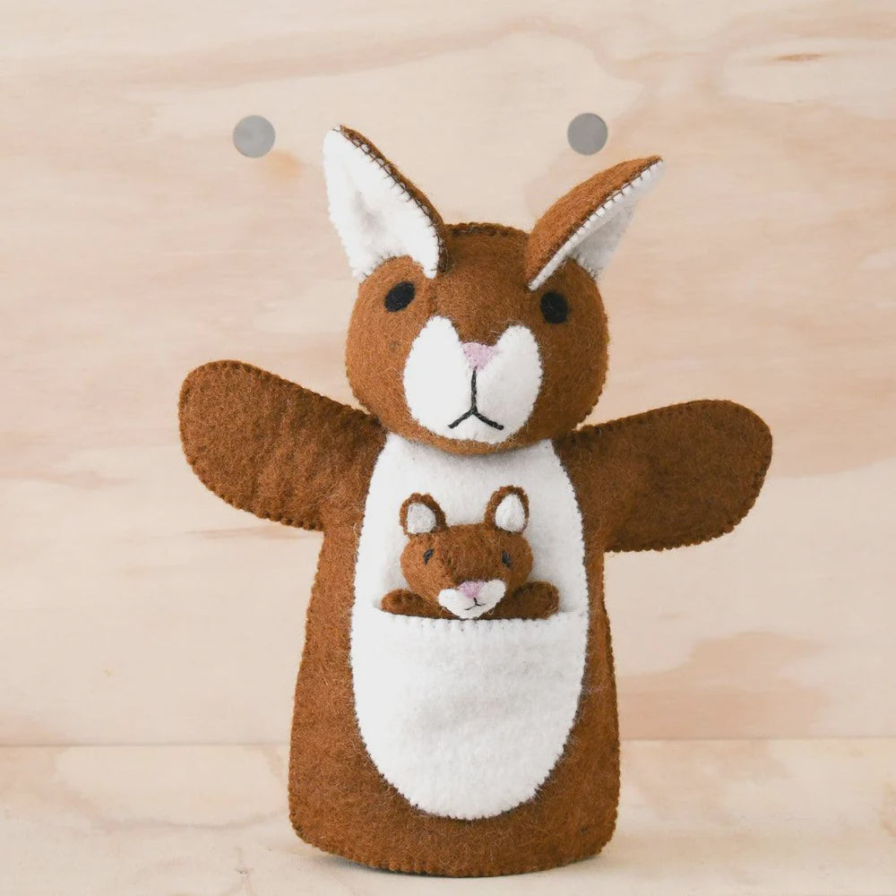 Felt Hand Puppet - Kangaroo with Joey