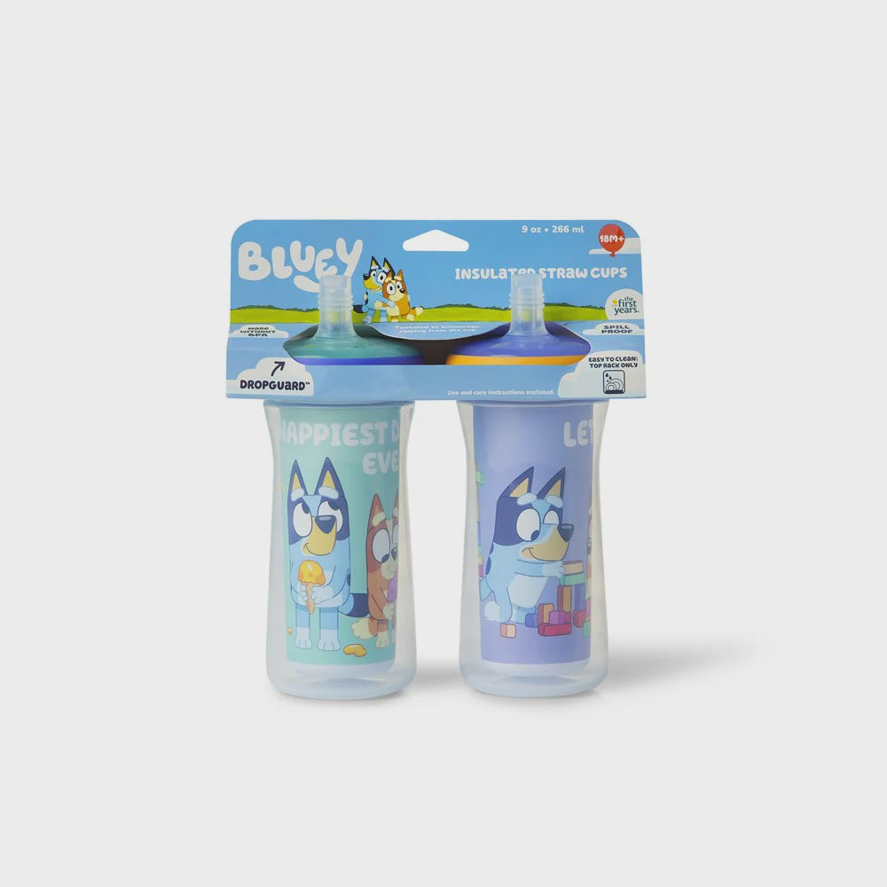 Bluey Dropguard Insulated Straw Cup 2pk