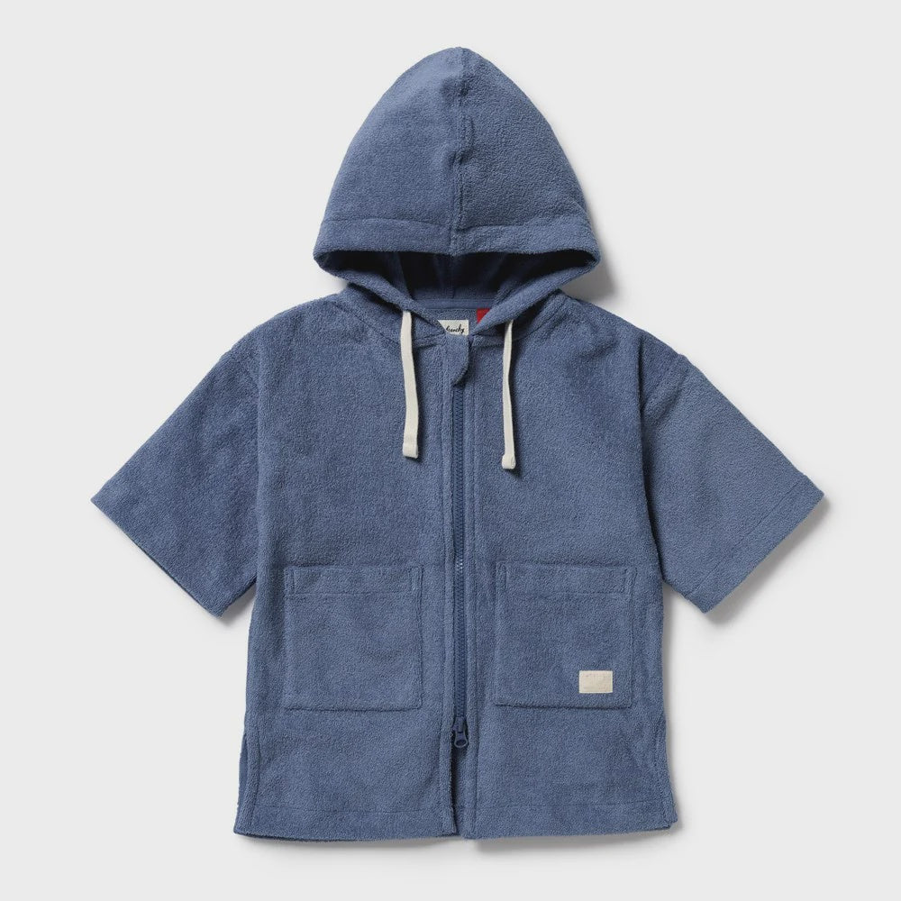 Deep Blue Organic Terry Hooded Towel