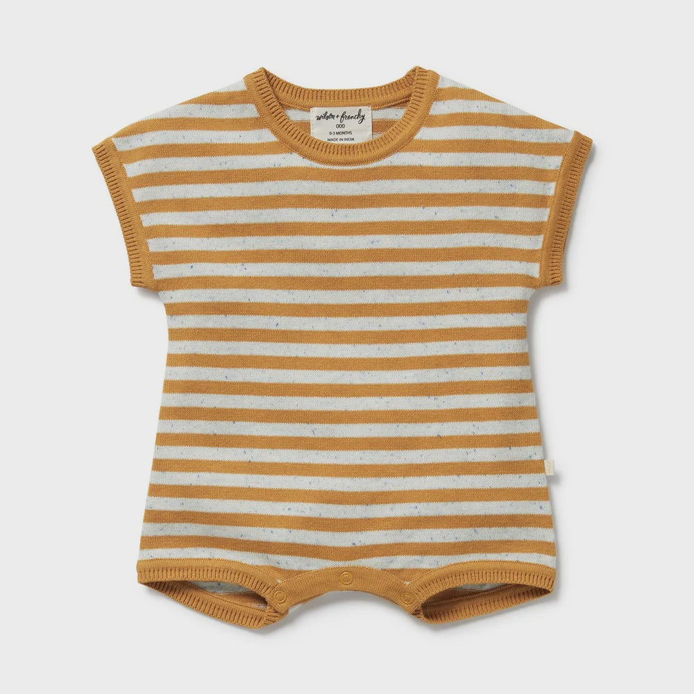 Golden Wave Stripe Organic Knitted Growsuit
