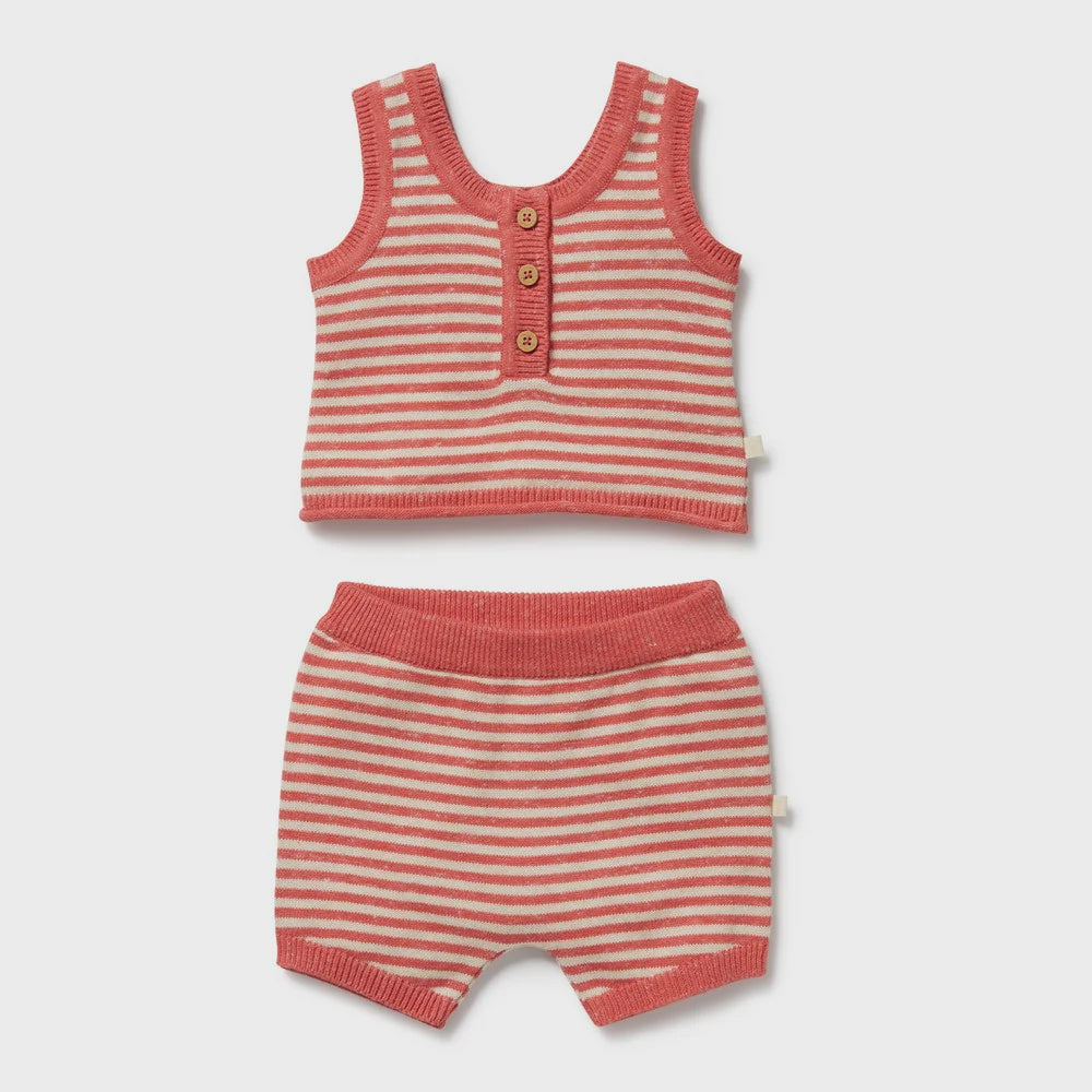 Strawberry Swirl Organic Knitted Stripe Set