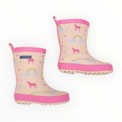 Unicorn & Rainbows Gumboot - Dusty Pink