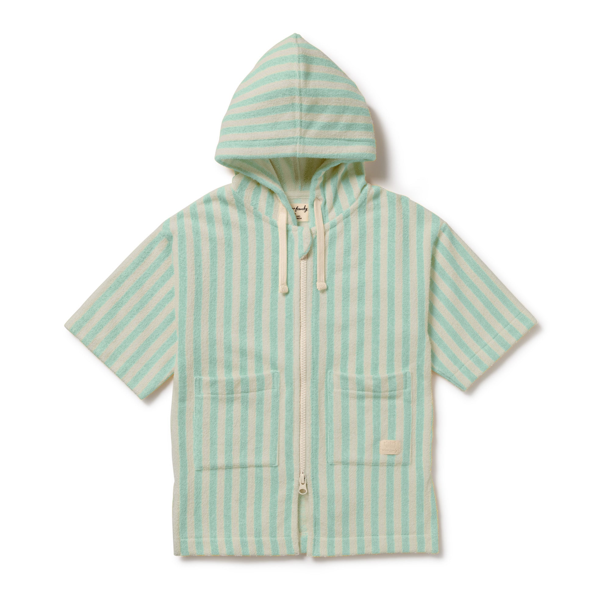 Seafoam Stripe Organic Terry Hooded Towel