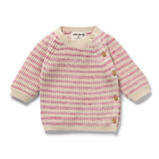 Rhubarb & Cream Organic Knitted Stripe Kimono Cardigan