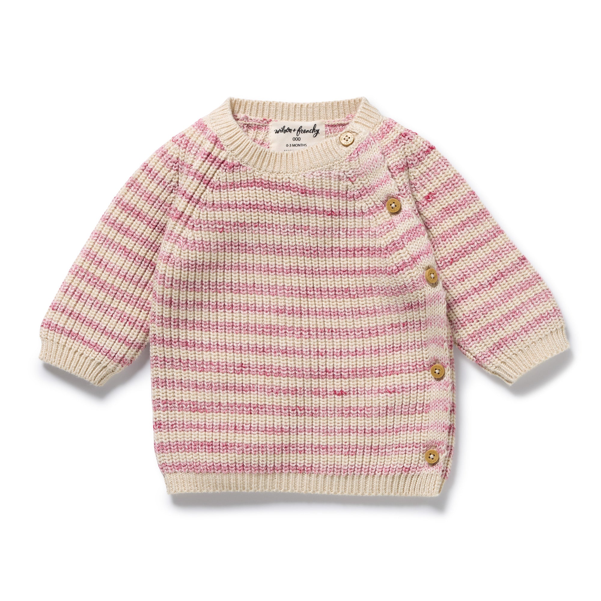 Rhubarb & Cream Organic Knitted Stripe Kimono Cardigan