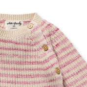 Rhubarb & Cream Organic Knitted Stripe Kimono Cardigan
