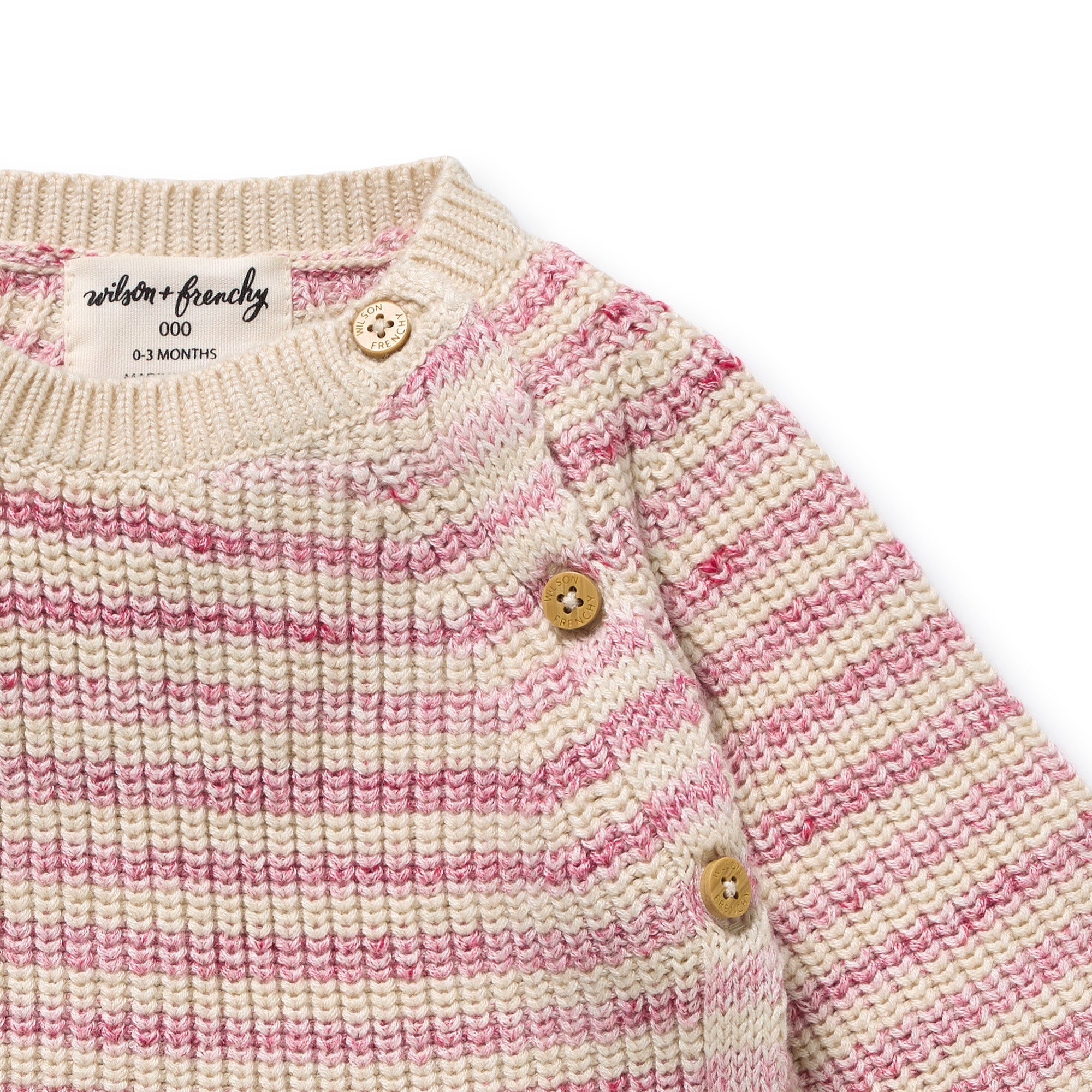 Rhubarb & Cream Organic Knitted Stripe Kimono Cardigan