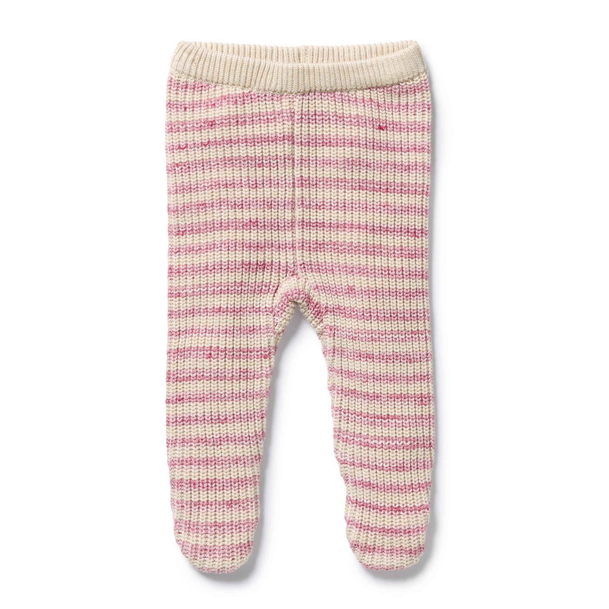 Rhubarb & Cream Organic Knitted Stripe Legging with Feet