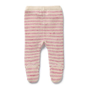 Rhubarb & Cream Organic Knitted Stripe Legging with Feet